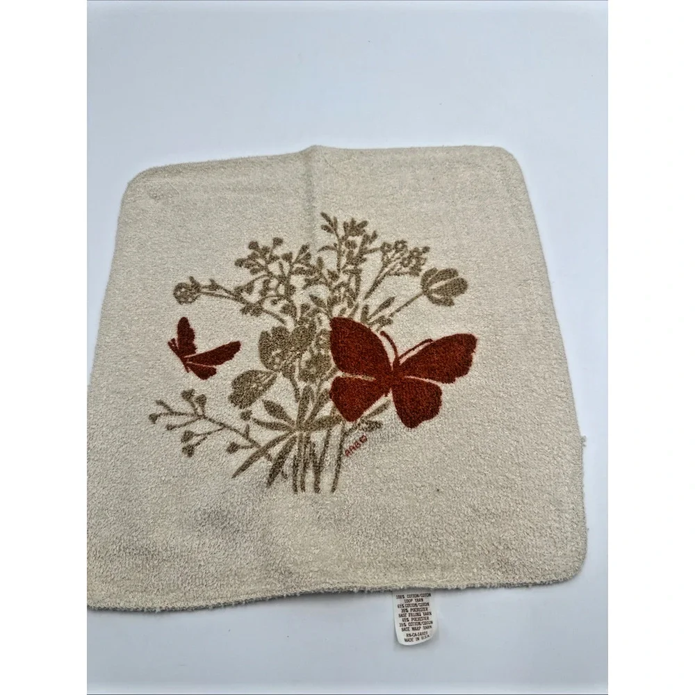 MCM Vintage Cannon Brown, Gold, w/Orange Butterfly Towel Set